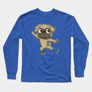 Figure Skate Pug Dog Ice Skater Skating Winter Sports Long Sleeve T-Shirt